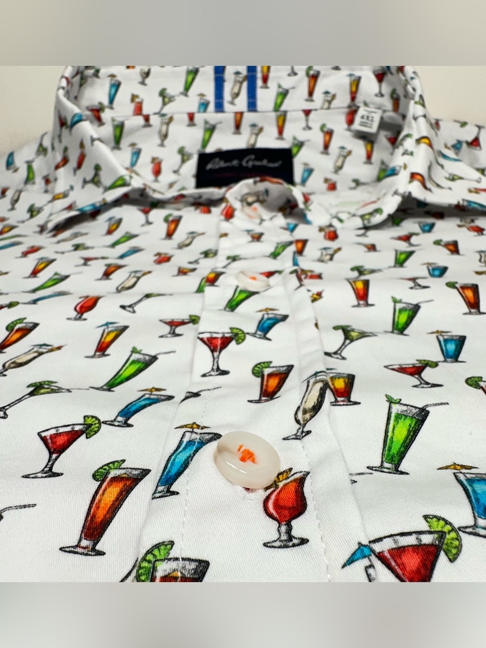 Robert Graham Shirt Mens 4XL Tailored Fit All Over Cocktail Drinks Party EXC!